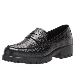 NEW ECCO Women's Modtray Penny Loafer Shoes Slip On size 8-8.5 NIB BLACK CROC